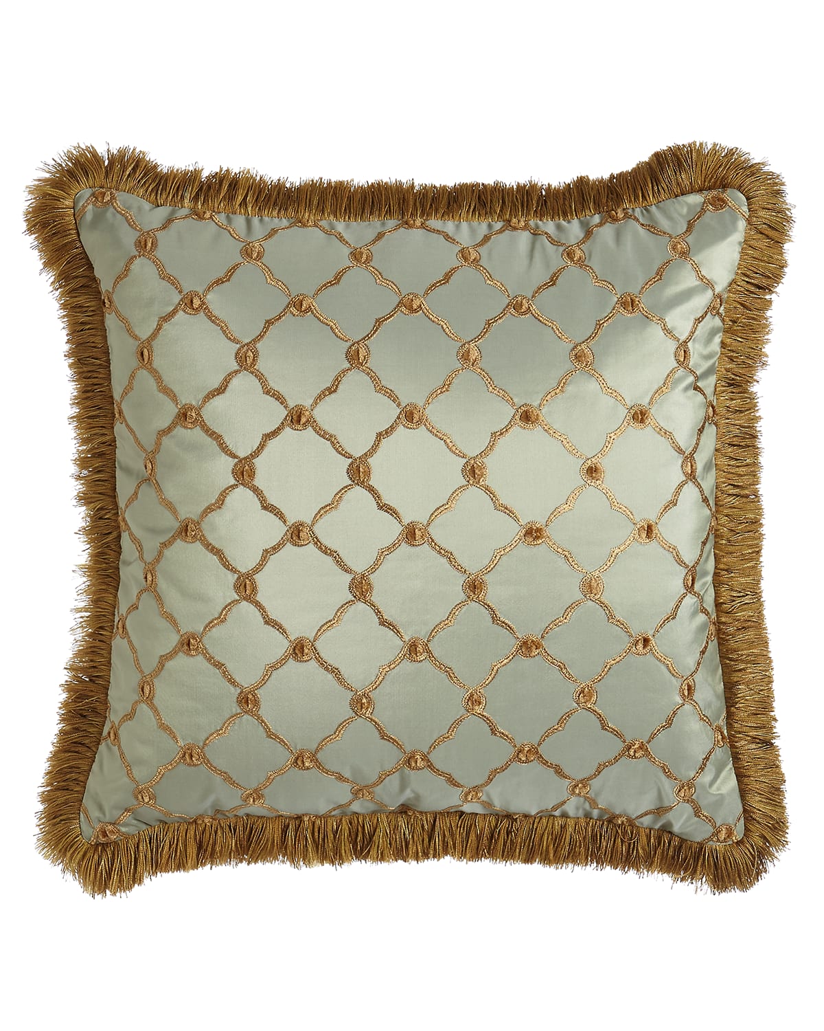 Image Dian Austin Couture Home Tuscan Trellis Square Pillow with Brush Fringe, 20"Sq.