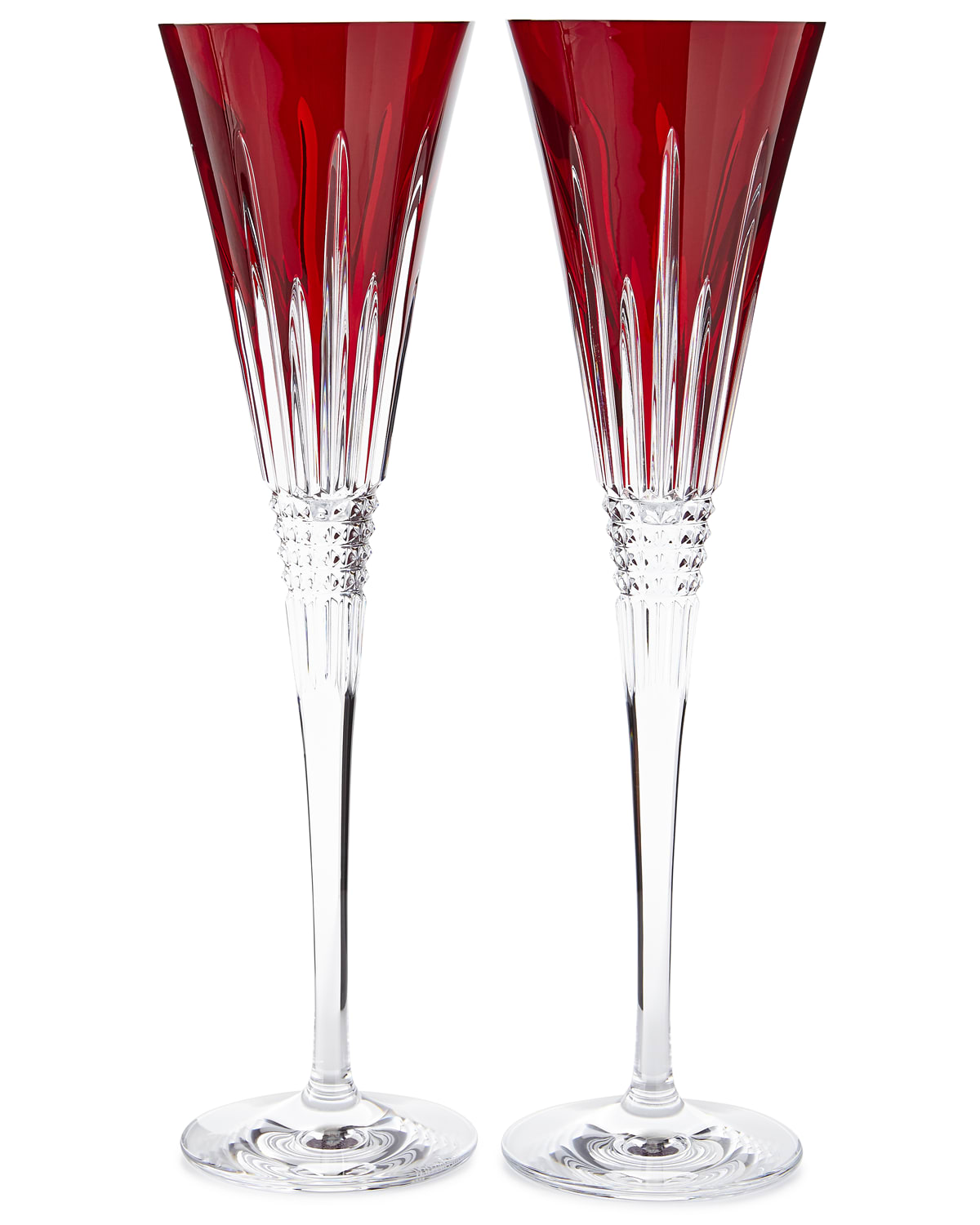 Image Waterford Crystal Lismore Diamond Toasting Flutes, Red, Set of 2