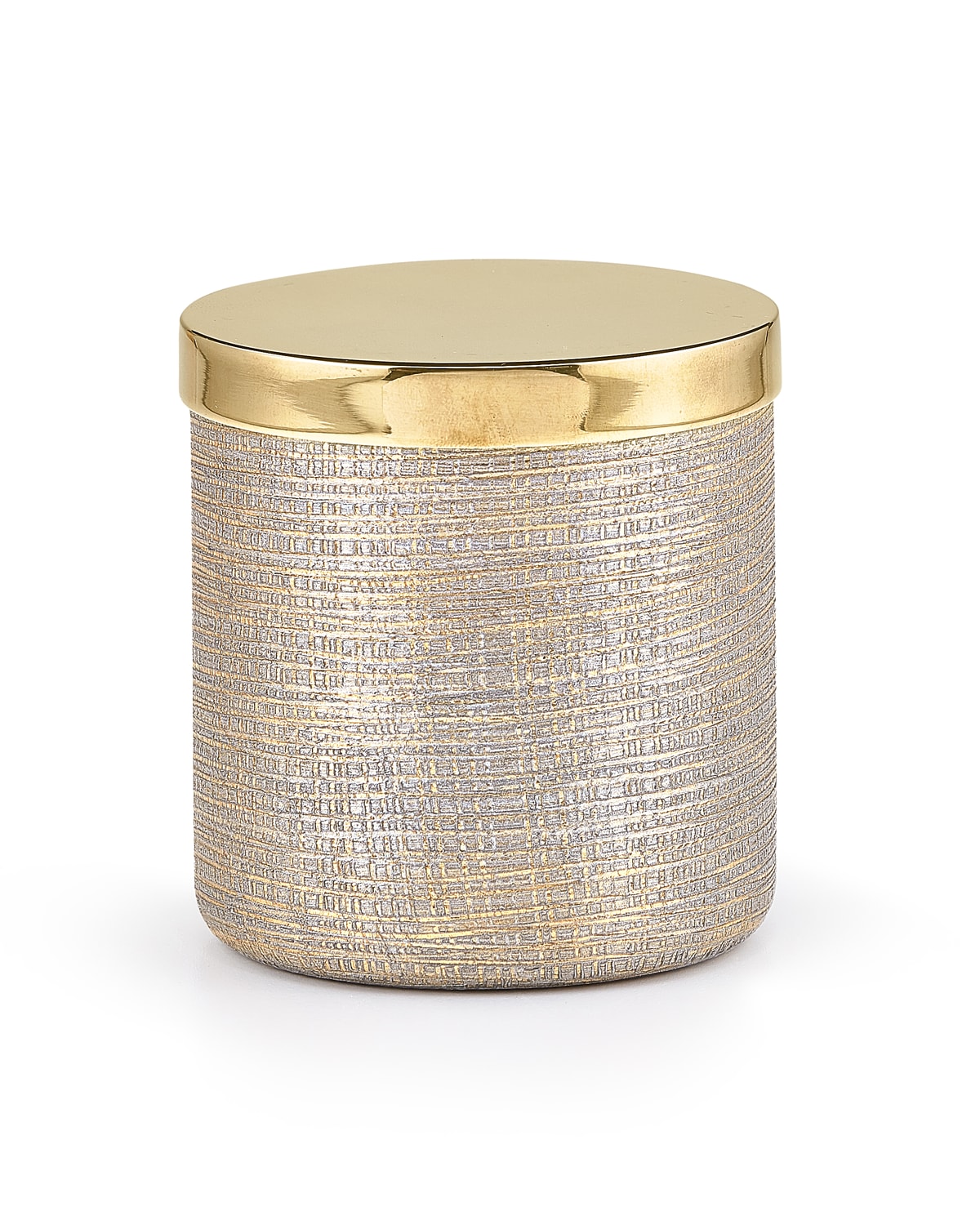 Image Labrazel Woven Metallic Canister with Golden Polished Lid