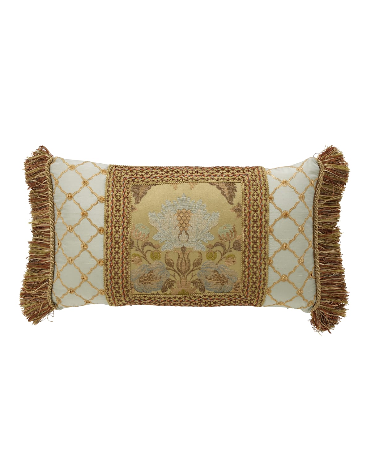 Image Dian Austin Couture Home Petit Trianon Pieced Pillow with Side Fringe, 15" x 26"