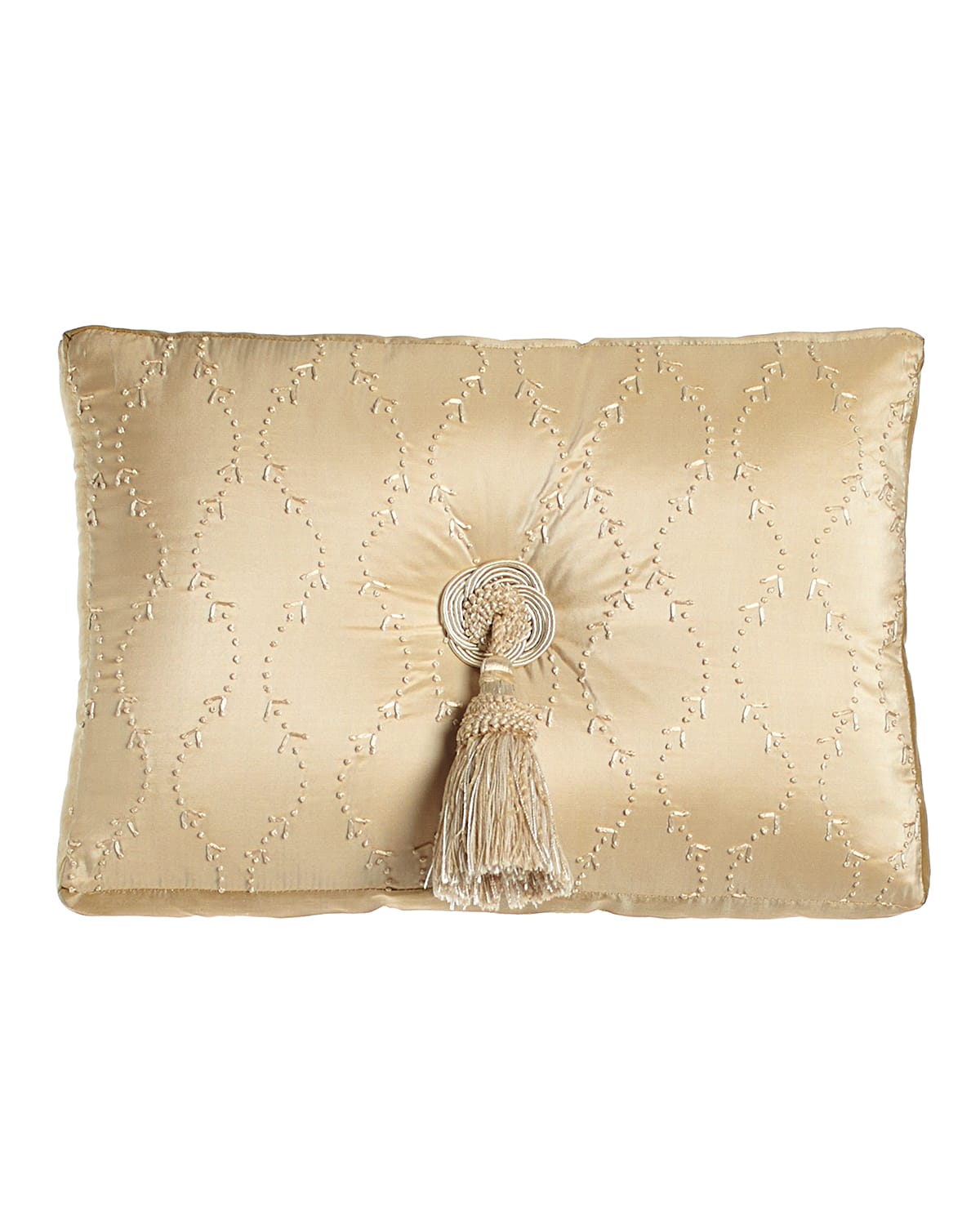 Image Austin Horn Collection Concord 13" x 18" Embroidered Silk Pillow with Center Tassel