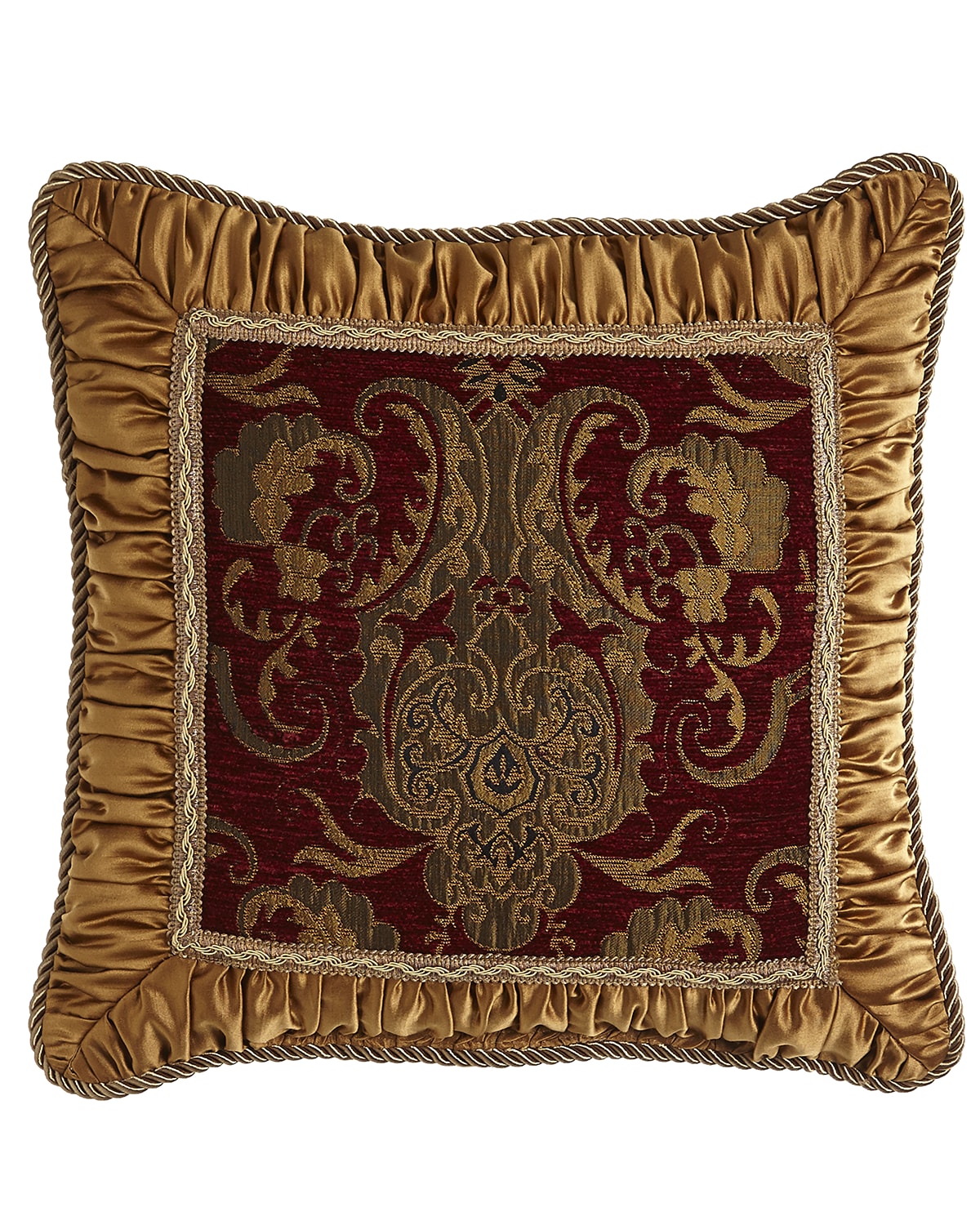 Image Austin Horn Collection Scarlet Pillow with Shirred Gold Frame, 18"Sq.