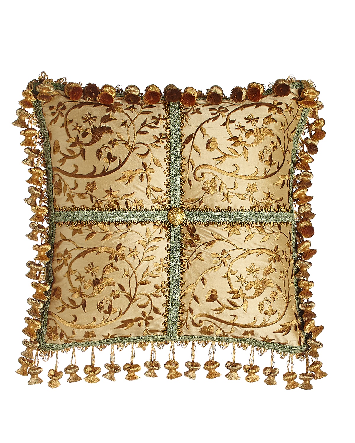 Image Sweet Dreams Palazzo Como Embroidered Silk Pillow, 14"Sq.