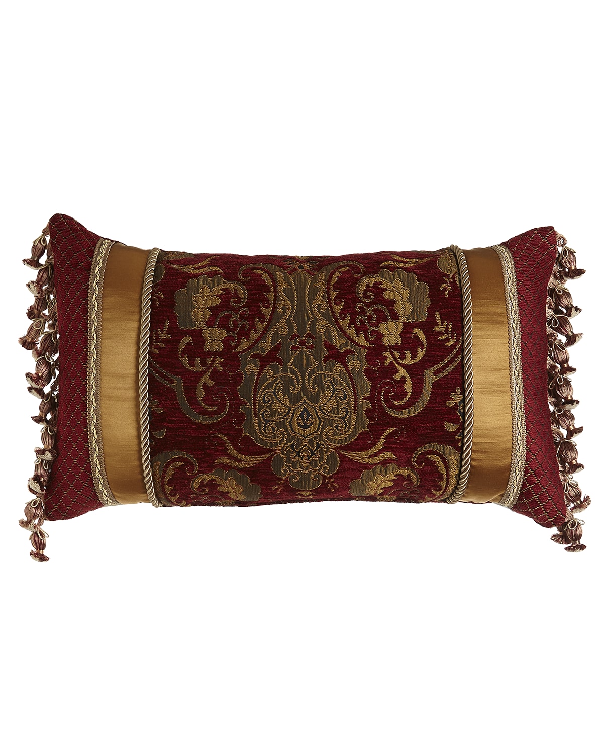 Image Austin Horn Collection Scarlet Pieced Pillow with Onion Fringe at Sides, 13" x 24"
