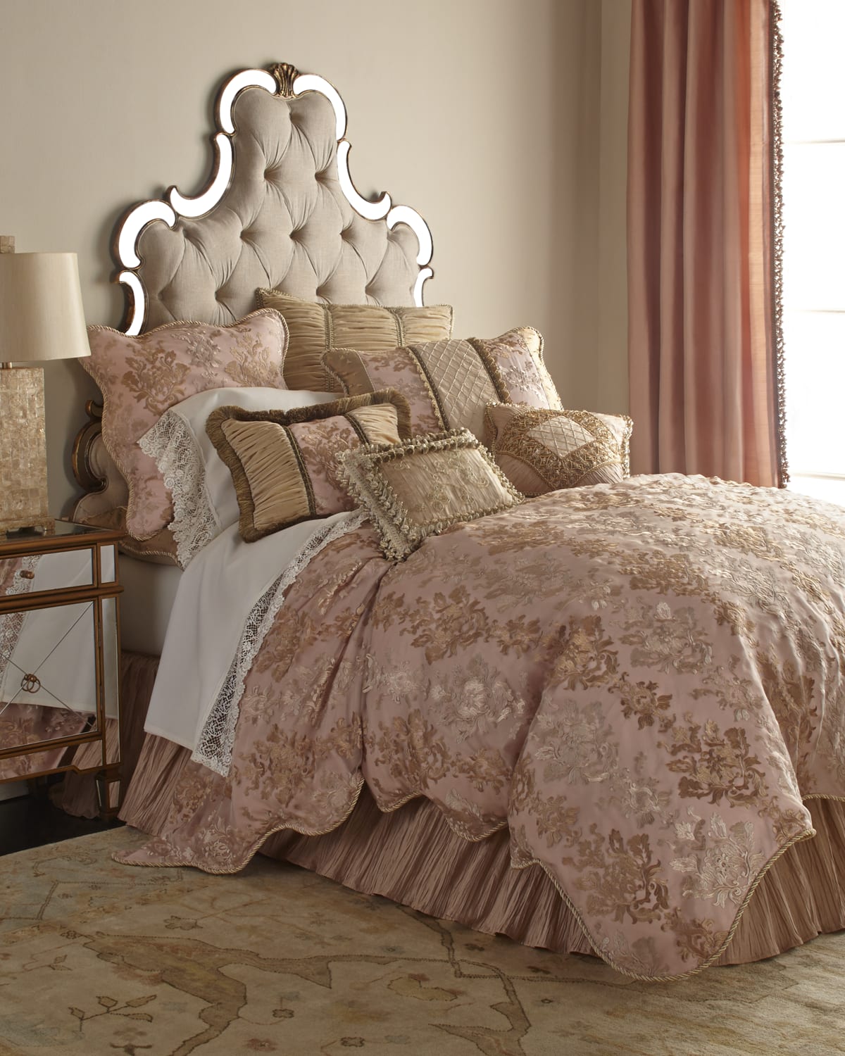 Image Sweet Dreams Queen Alessandra Scalloped Damask Duvet Cover