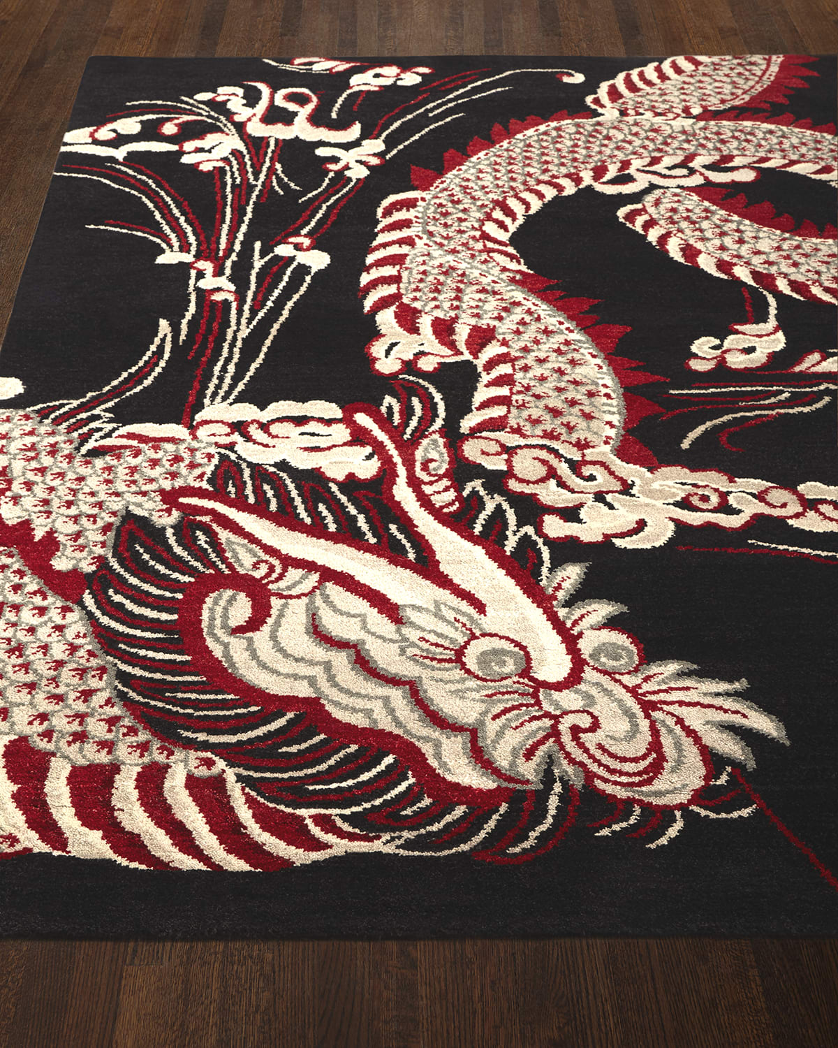 Image Josie Natori Black Dragon Rug, 4' x 6'