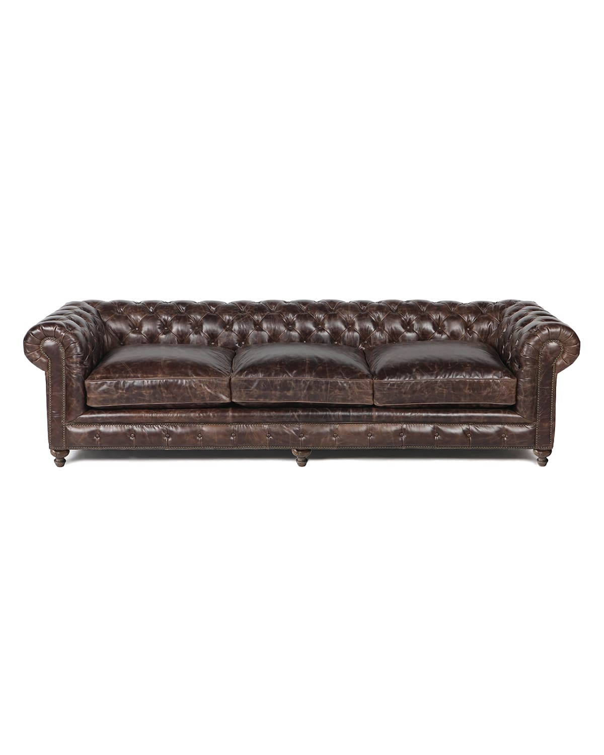 Image Warner Leather Collection 118" Chesterfield Sofa