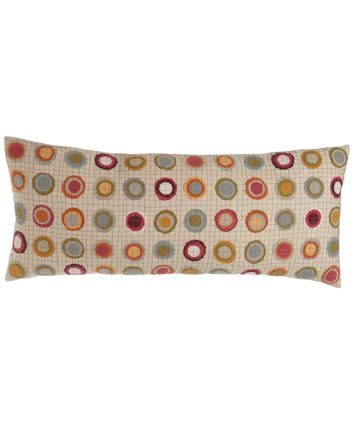 Image Pine Cone Hill Veva Pillow with Circle Appliques, 15" x 35"
