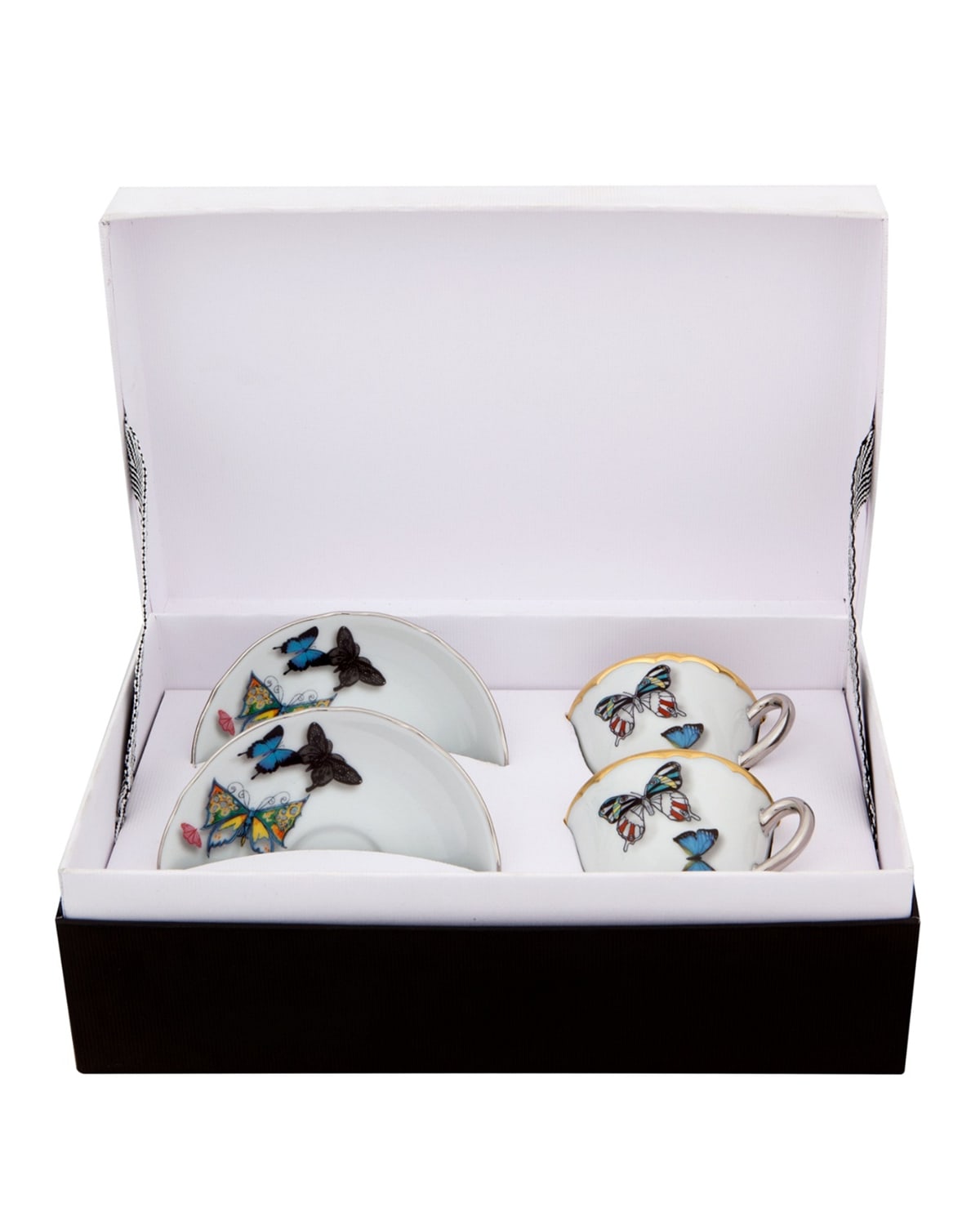 Image Christian LaCroix X Vista Alegre Butterfly Parade Espresso/Coffee Cups & Saucers, Set of 2
