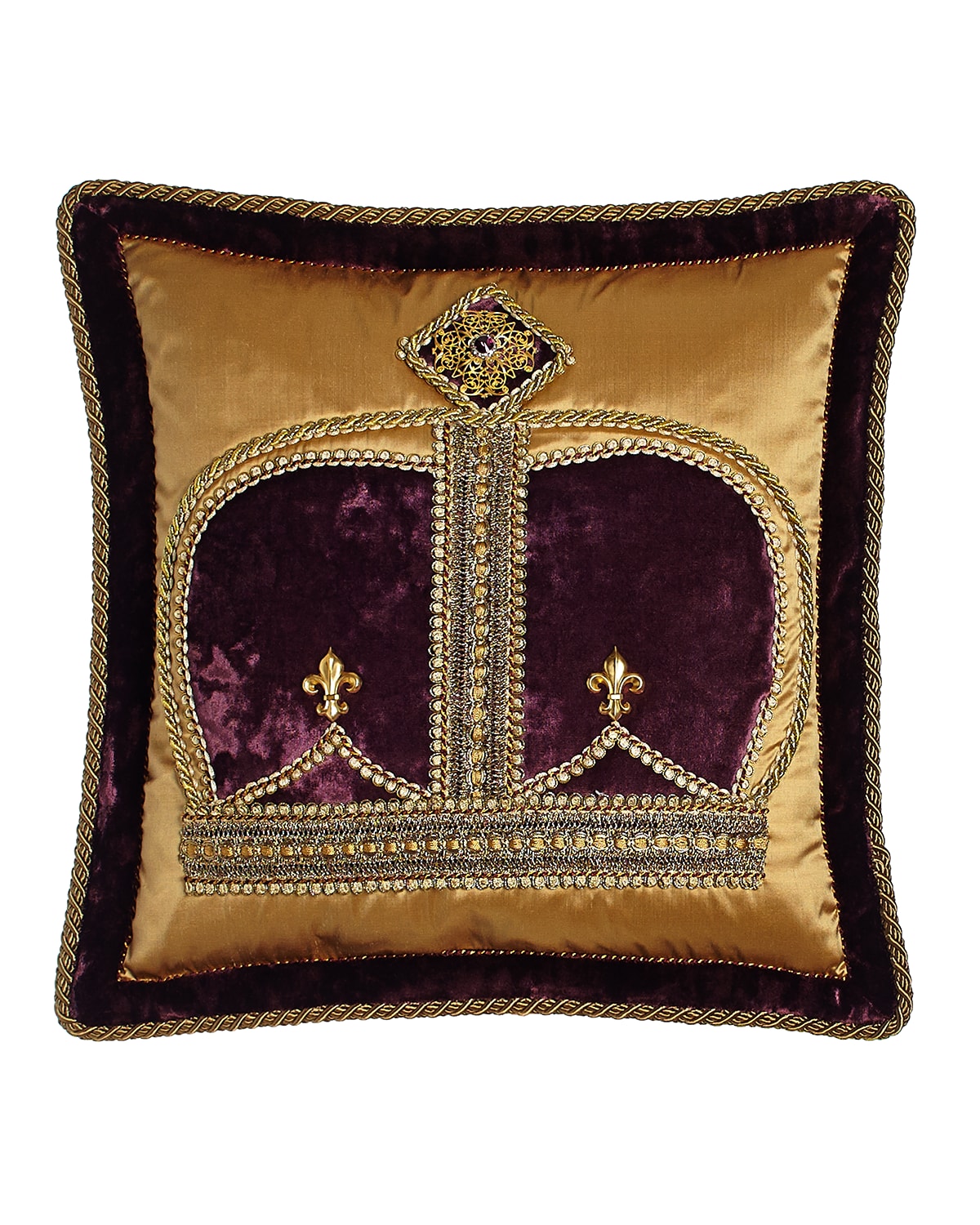 Image Dian Austin Couture Home Royal Court Crown Pillow, 18"Sq.