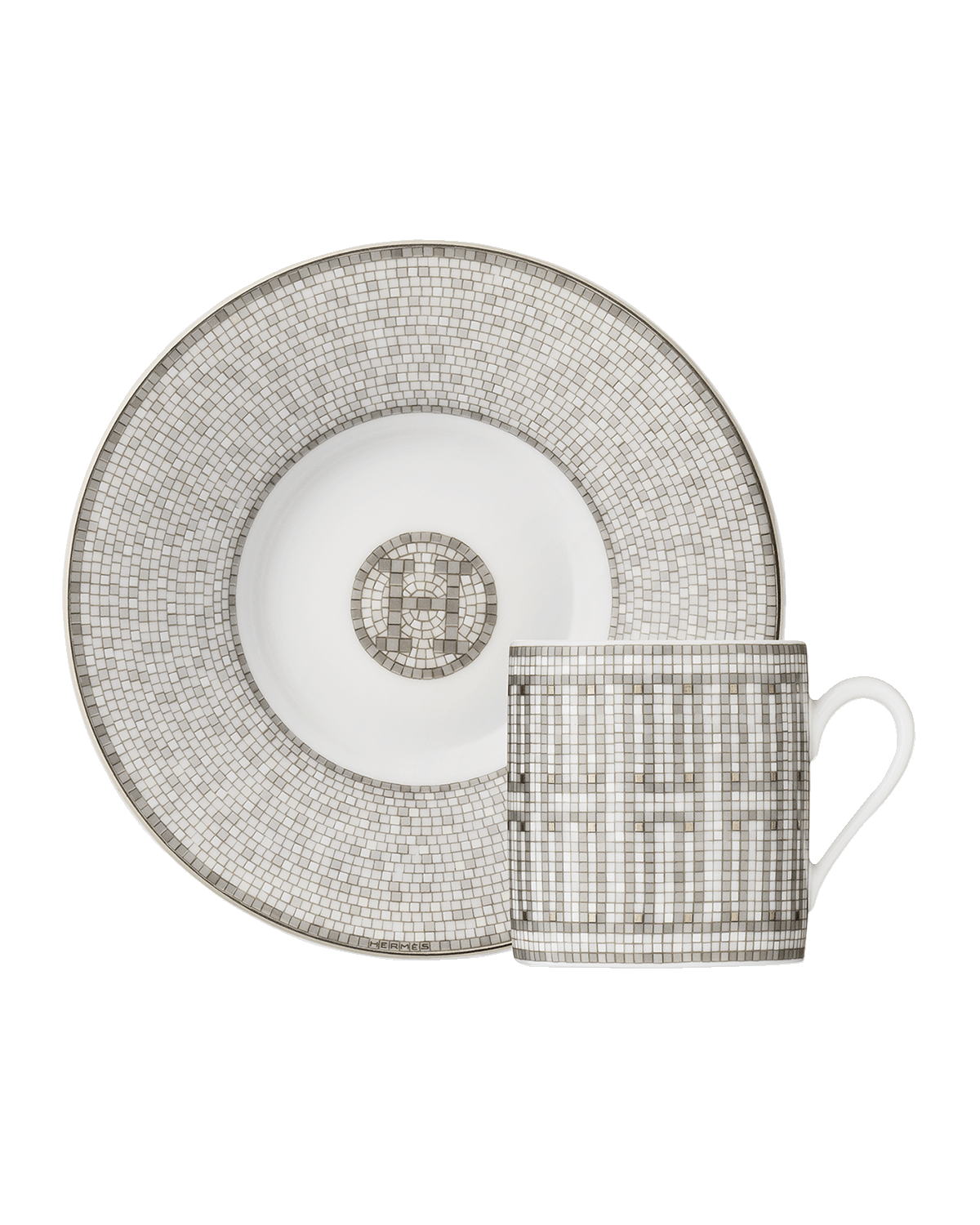 Hermes Mosaique Au 24 Platinum Coffee Cup And Saucer Set Horchow