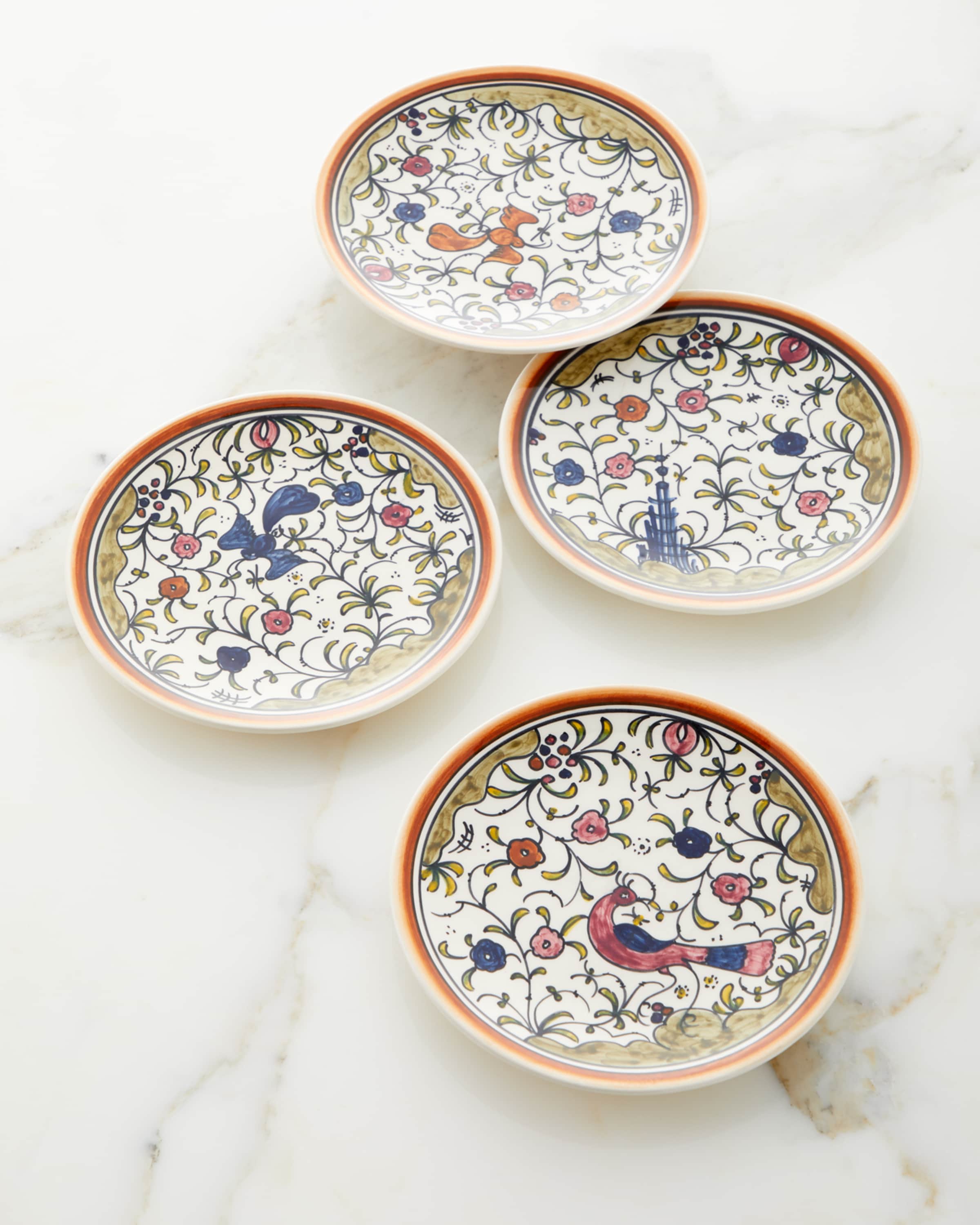 Neiman Marcus Pavoes Appetizers Plates, Set of 4