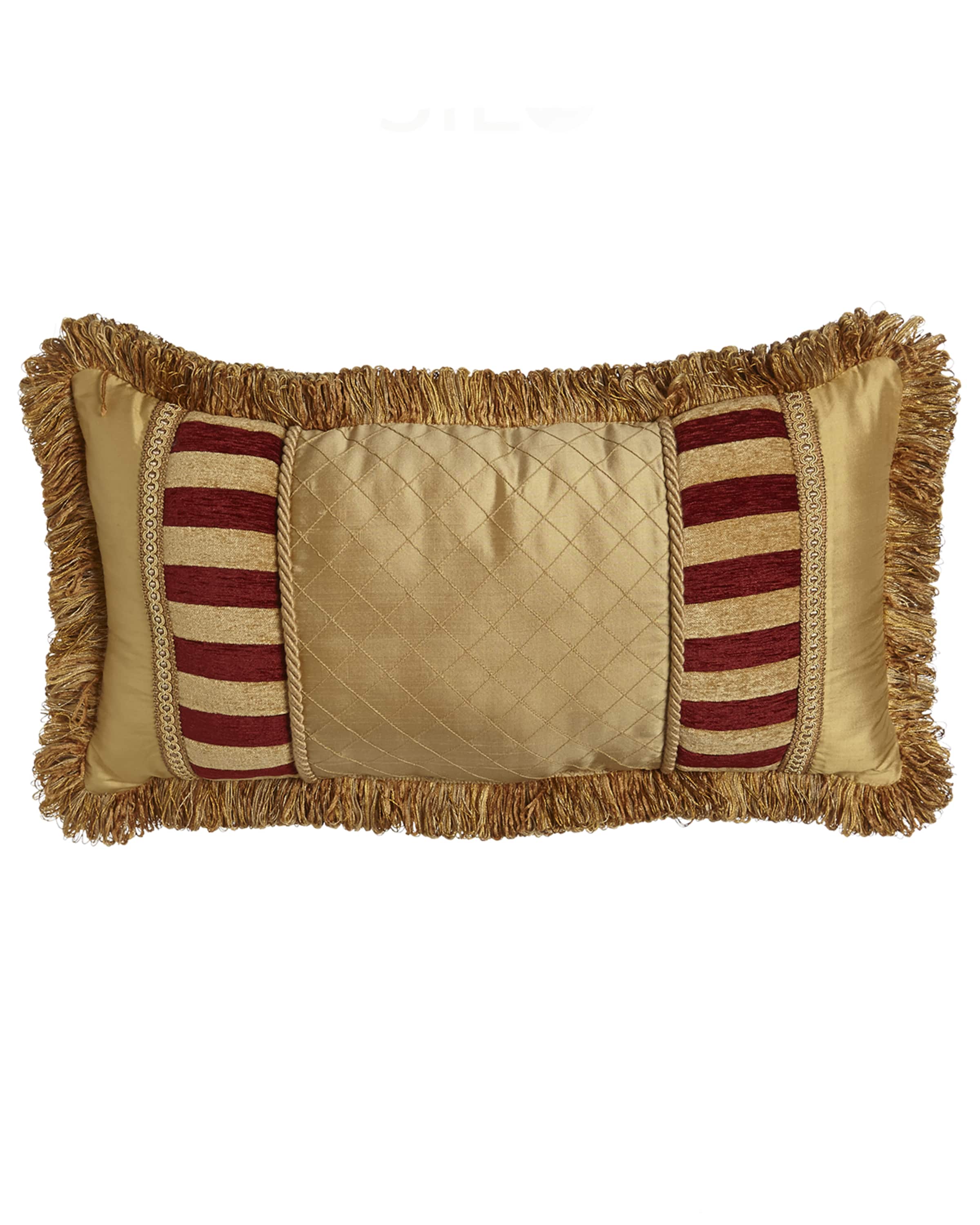 Austin Horn Collection Bellissimo Pieced Pillow with Fringe, 13" x 24"