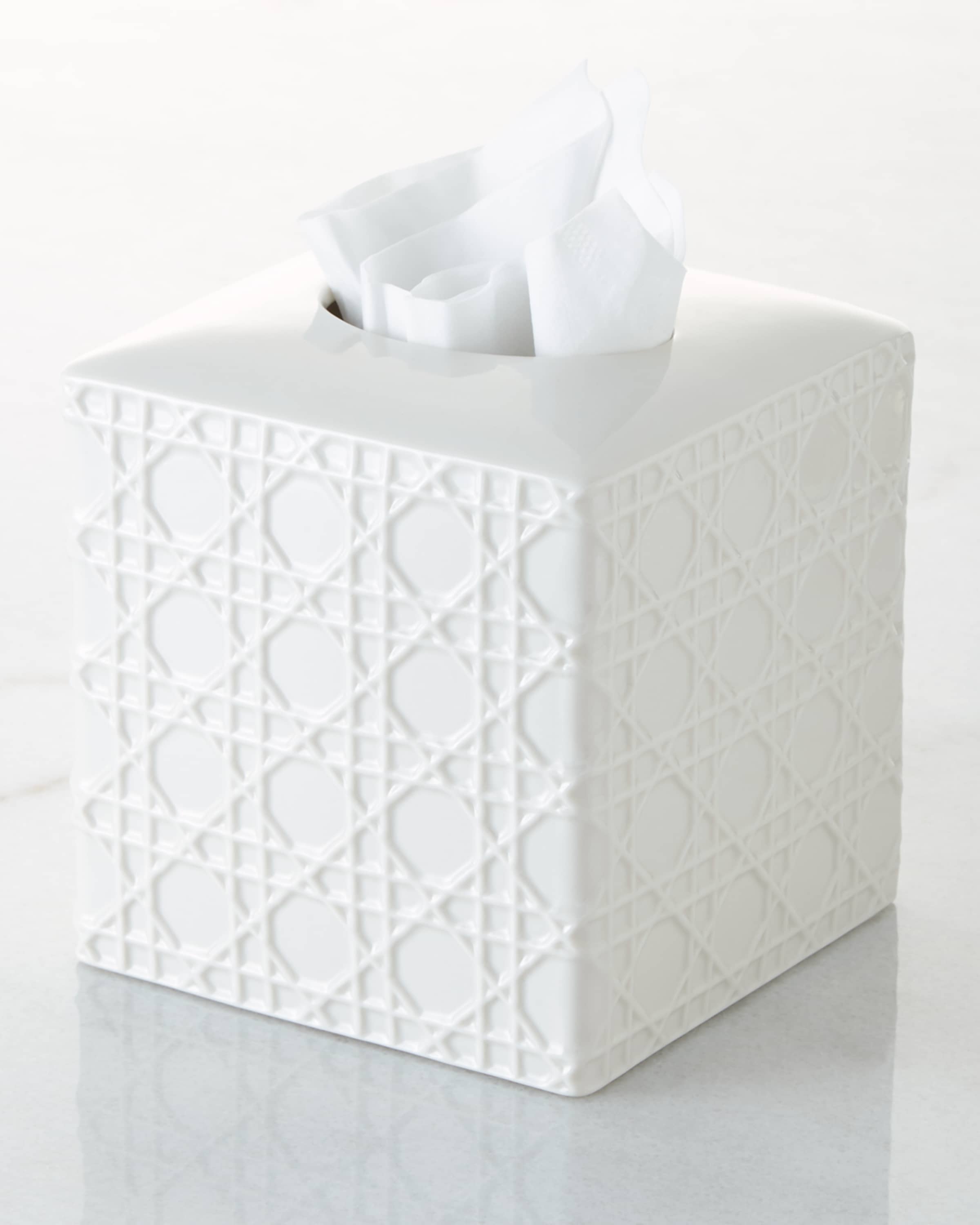 Kassatex Cane Embossed Porcelain Tissue Box Cover