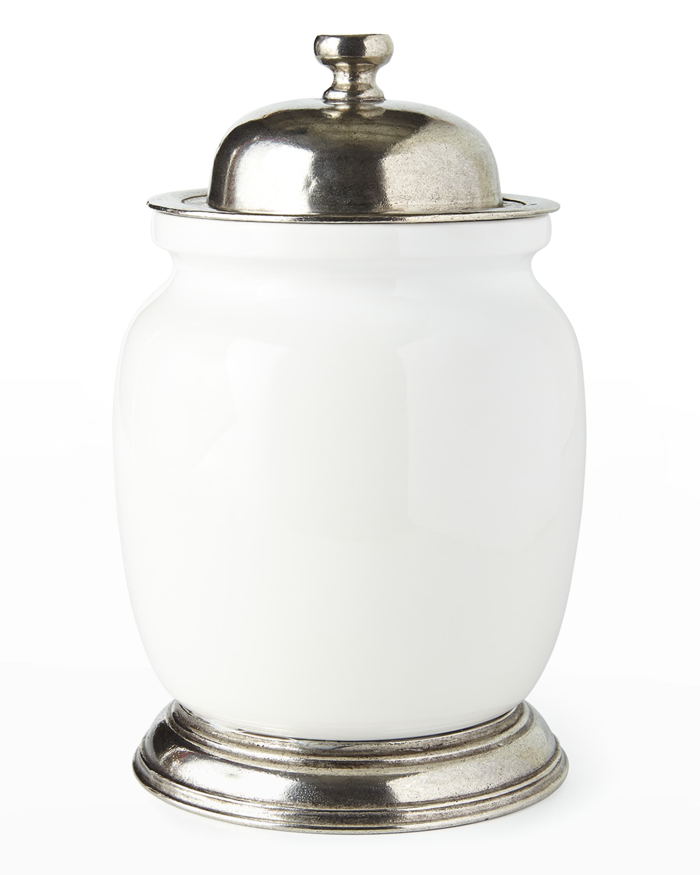 Neiman Marcus Large Ceramic & Pewter Canister