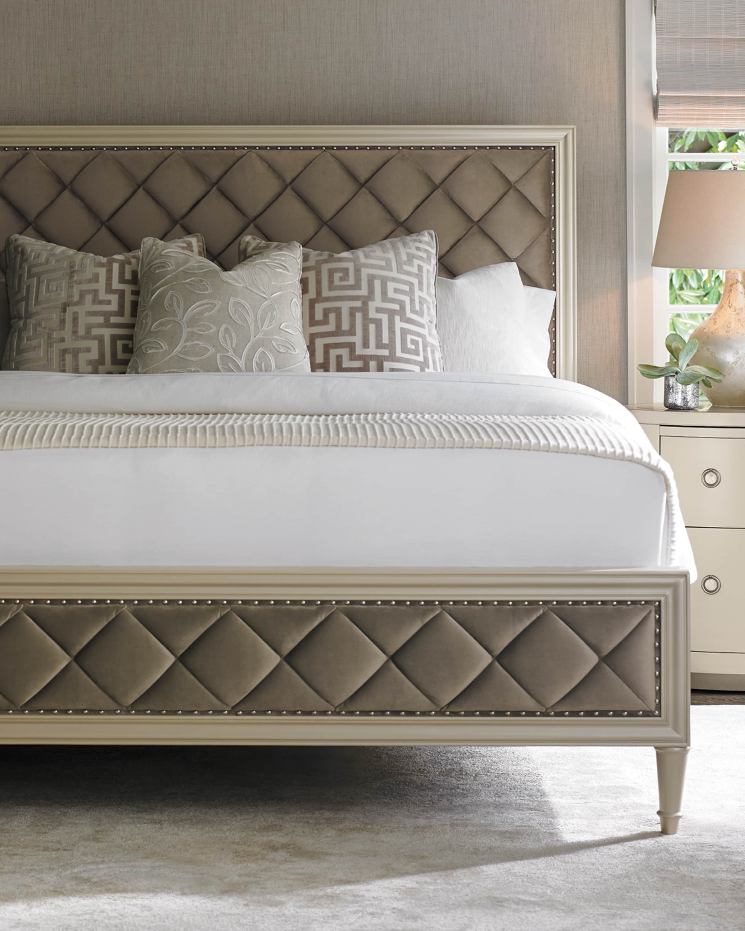 Caracole Millet Diamond-Tufted Queen Bed