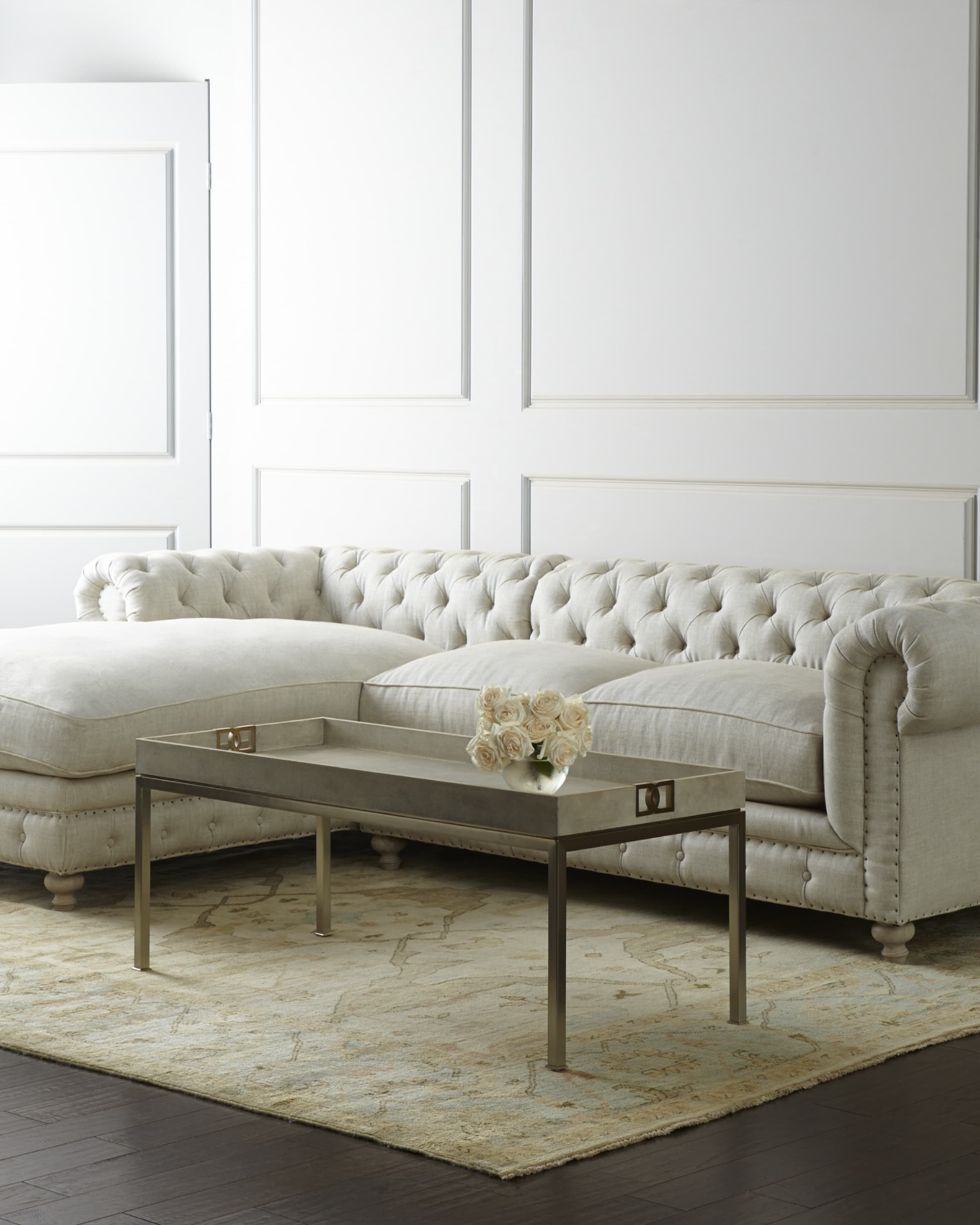 Warner Linen Sectional Sofa, Left-Arm Facing