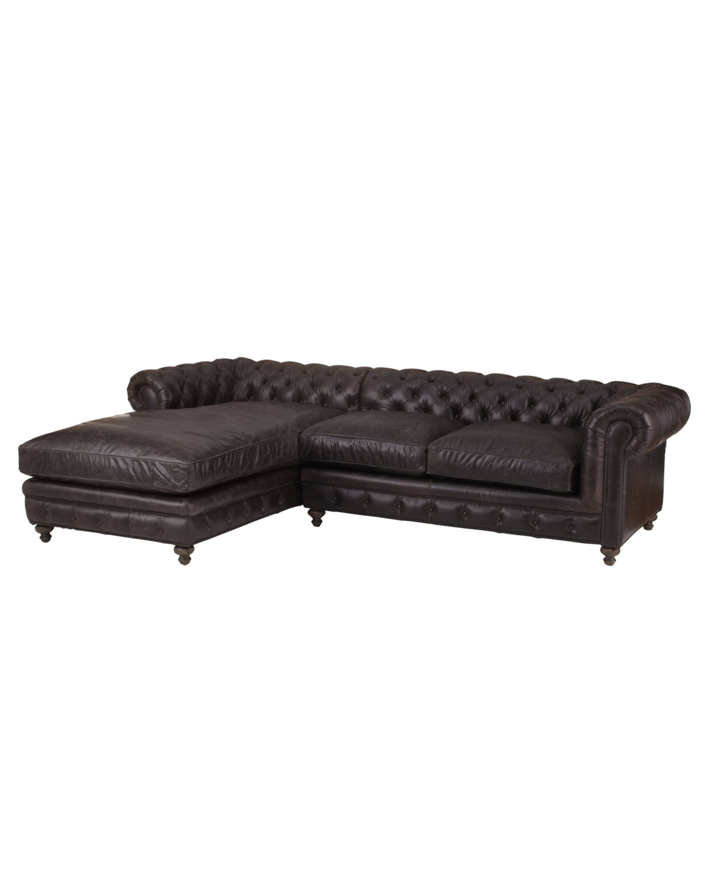 Warner Leather Collection Chesterfield Sectional Sofa