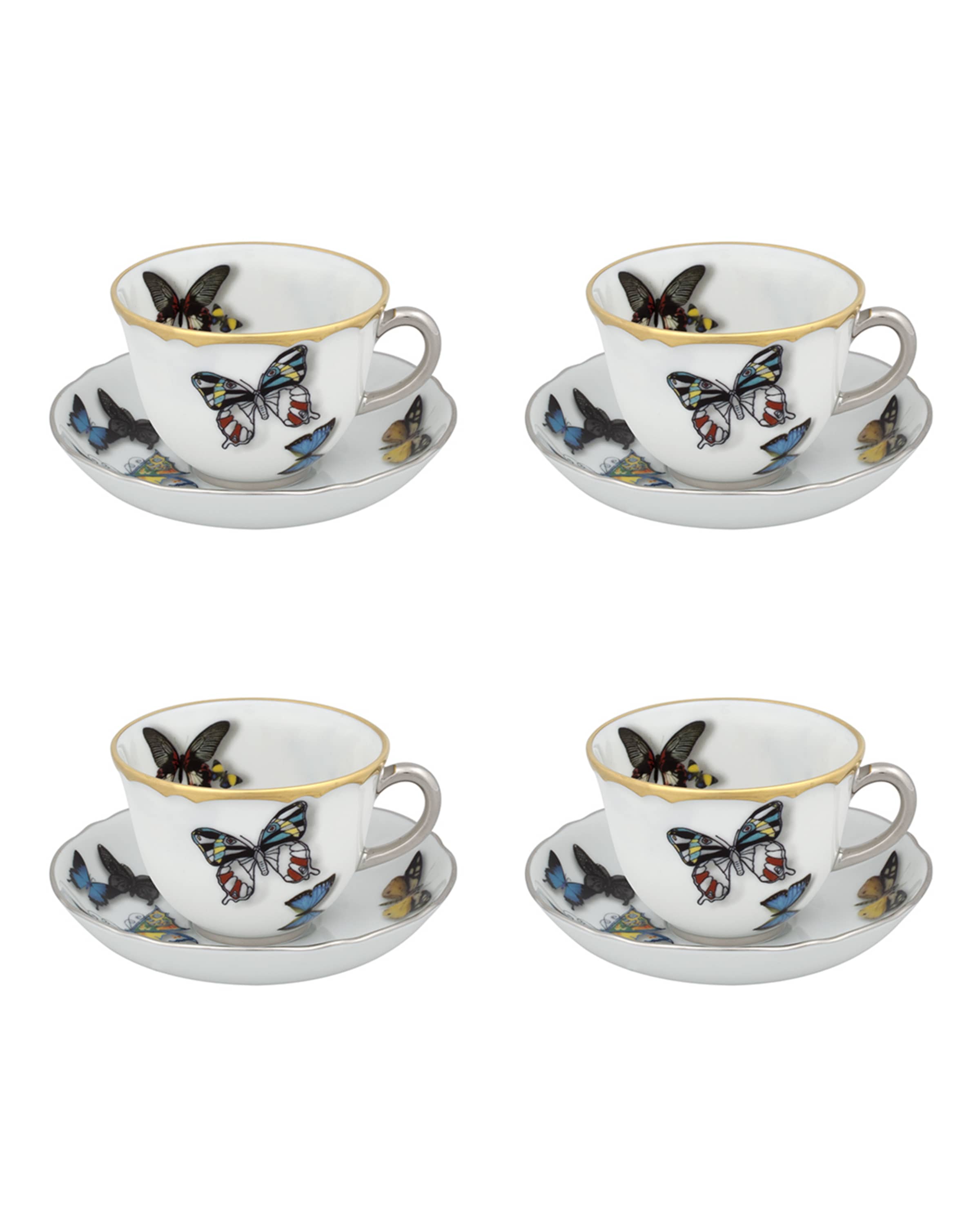Christian LaCroix X Vista Alegre Butterfly Parade Espresso Cups & Saucers, Set of 4