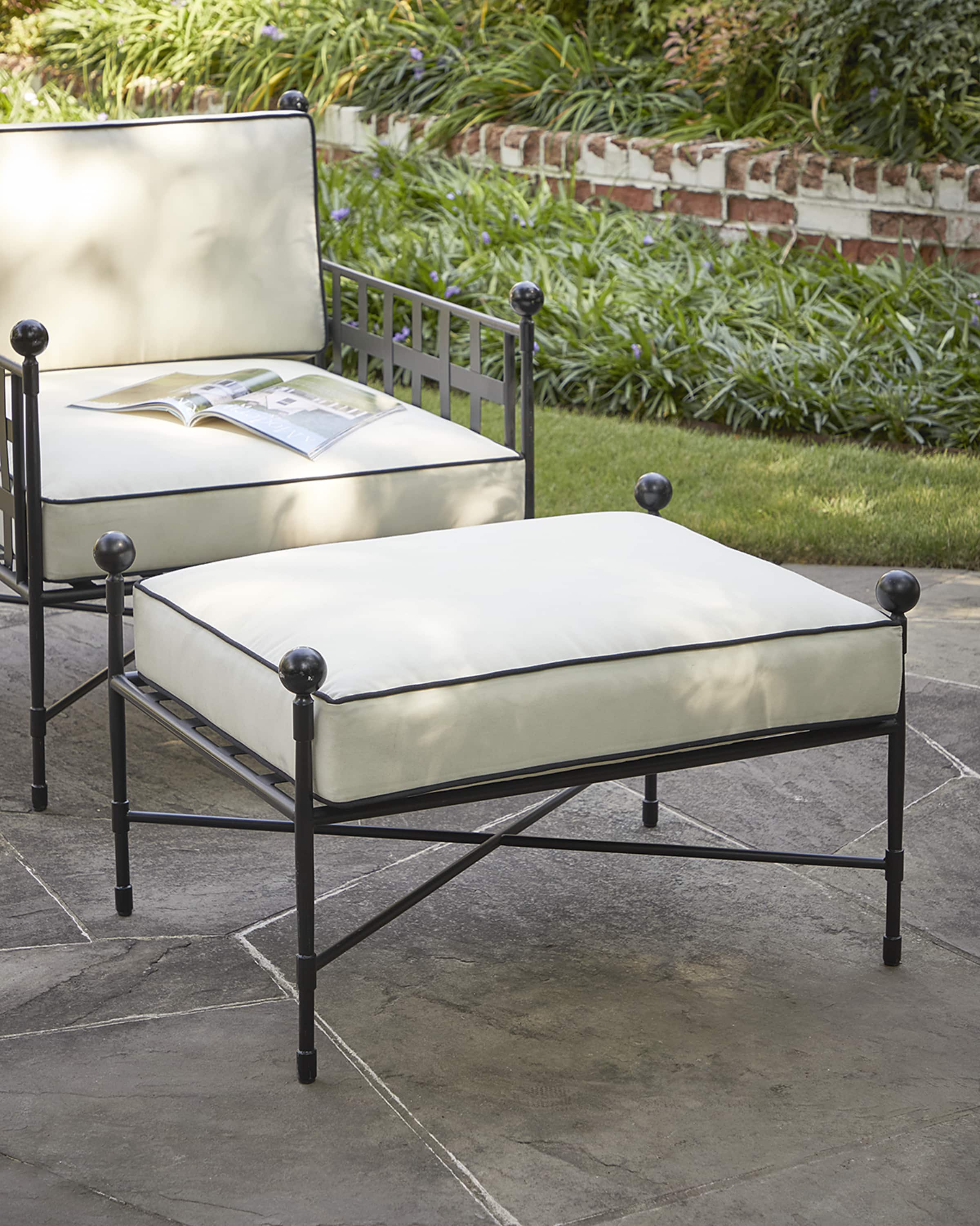Avery Neoclassical Outdoor Ottoman