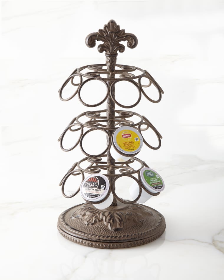 G G Collection Metal Acanthus Leaf Spinning Coffee Pod Holder