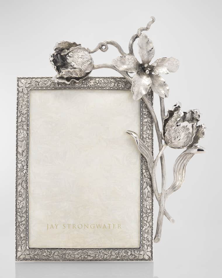 Jay Strongwater Silver Tulip Photo Frame, 5x7