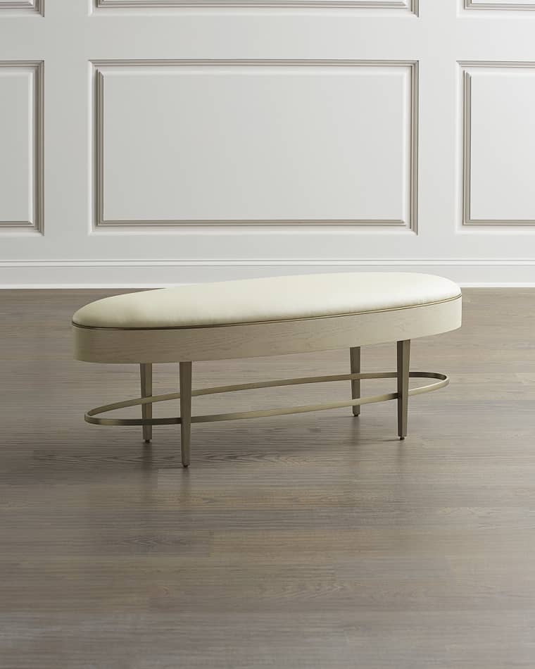 Global Views Ellipse Leather Oval Bench
