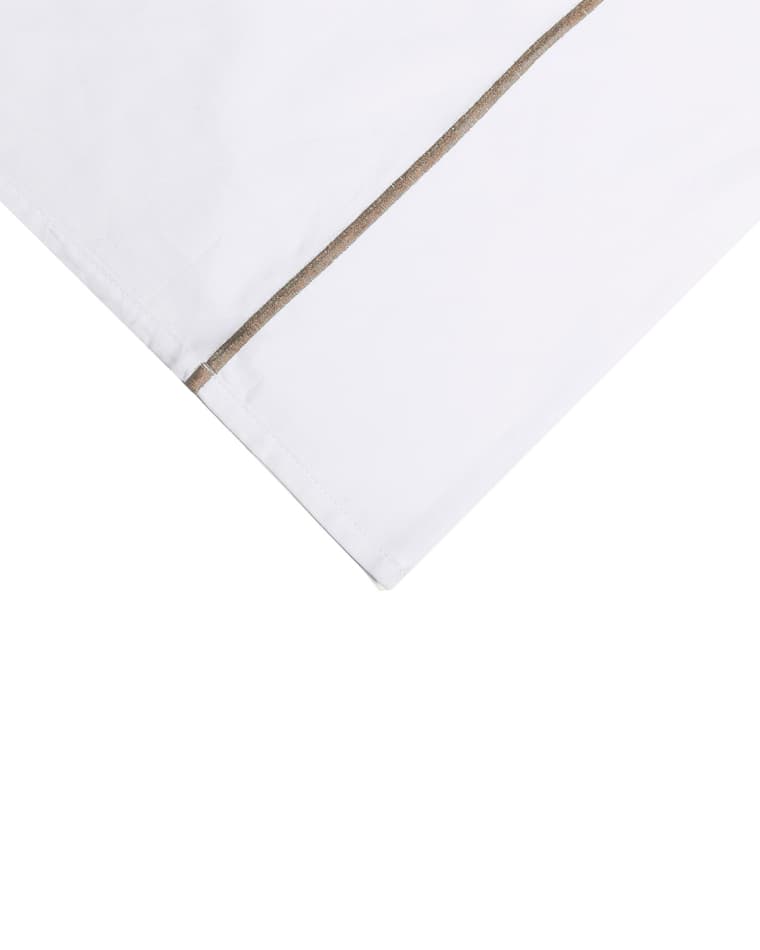 Bovi Fine Linens Classic Hotel King Sheet Set, White/Taupe