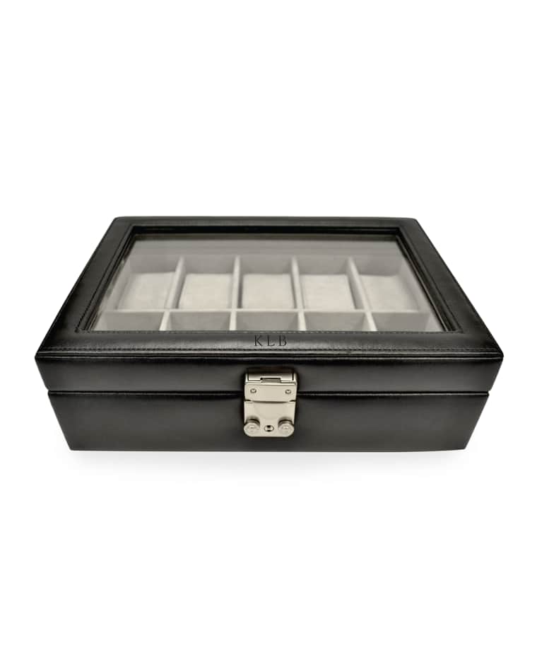 ROYCE New York Personalized Leather 10-Watch Display Case