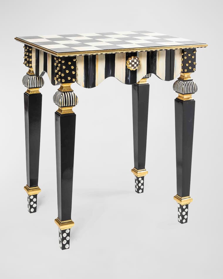 MacKenzie-Childs Courtly Check and Stripe Side Table