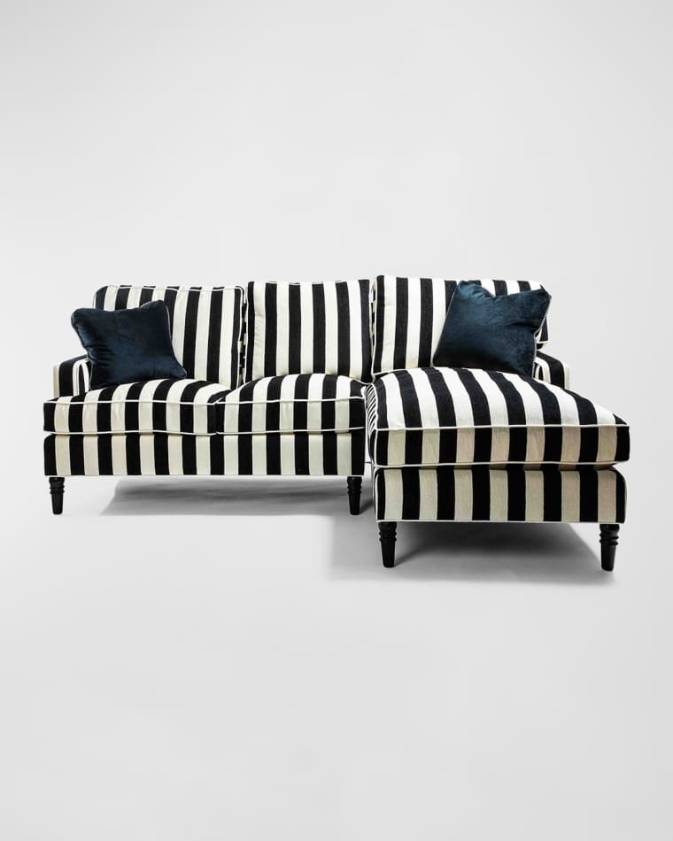 MacKenzie-Childs Marquee Stripe 2-Piece Right Arm Chaise Sectional