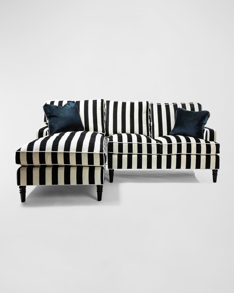 MacKenzie-Childs Marquee Stripe 2-Piece Left Arm Chaise Sectional