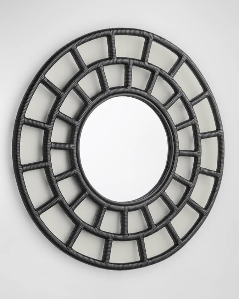 Round Rattan Mirror, 35"