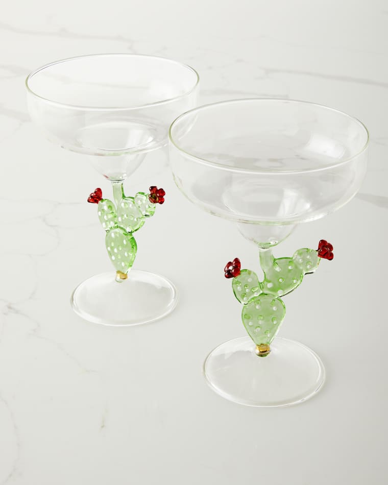 Neiman Marcus Cactus Margarita Glasses, Set of 2
