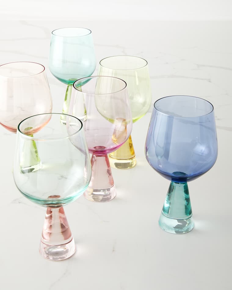 Neiman Marcus Two-Tone Multicolor Wine Glasses, Set of 6