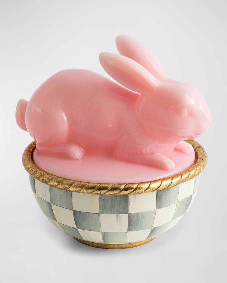 MacKenzie-Childs Milk Pink Bunny Lidded Container