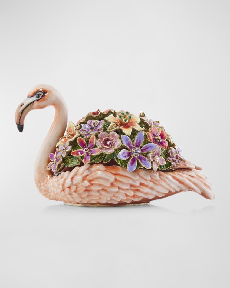 Jay Strongwater Floral Flamingo Box
