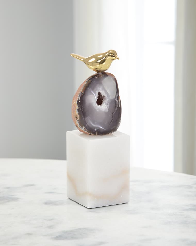 John-Richard Collection Large Agate Roost Sculpture on Marble Base
