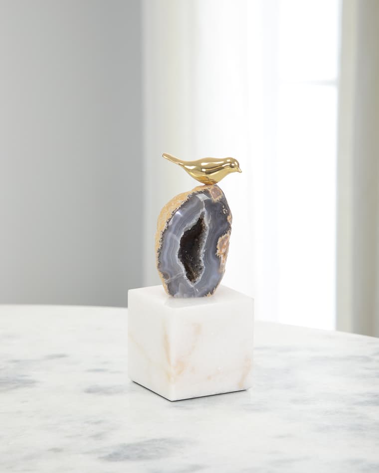 John-Richard Collection Small Agate Roost Sculpture on Marble Base
