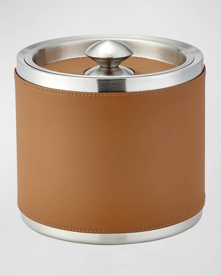 Graphic Image Leather Ice Bucket with Tongs