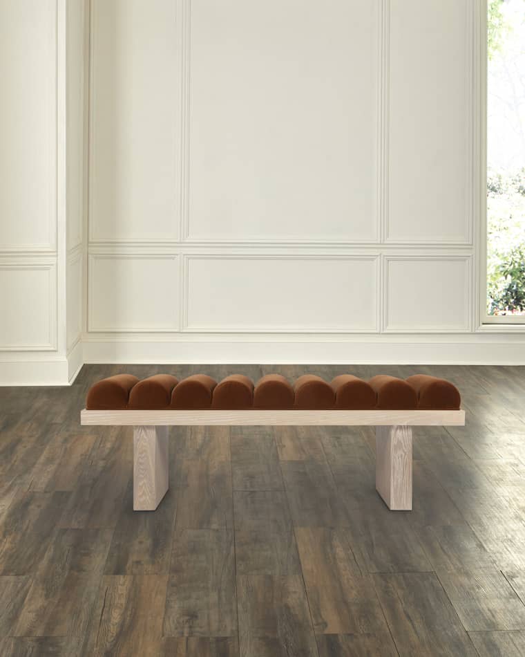 Worlds Away Caspian Channel-Tufted Bench, 52"