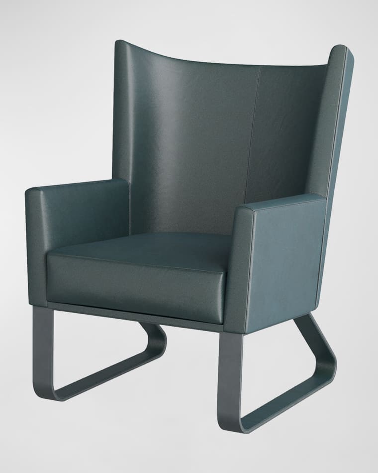 Arteriors Bleu Leather Wingback Chair