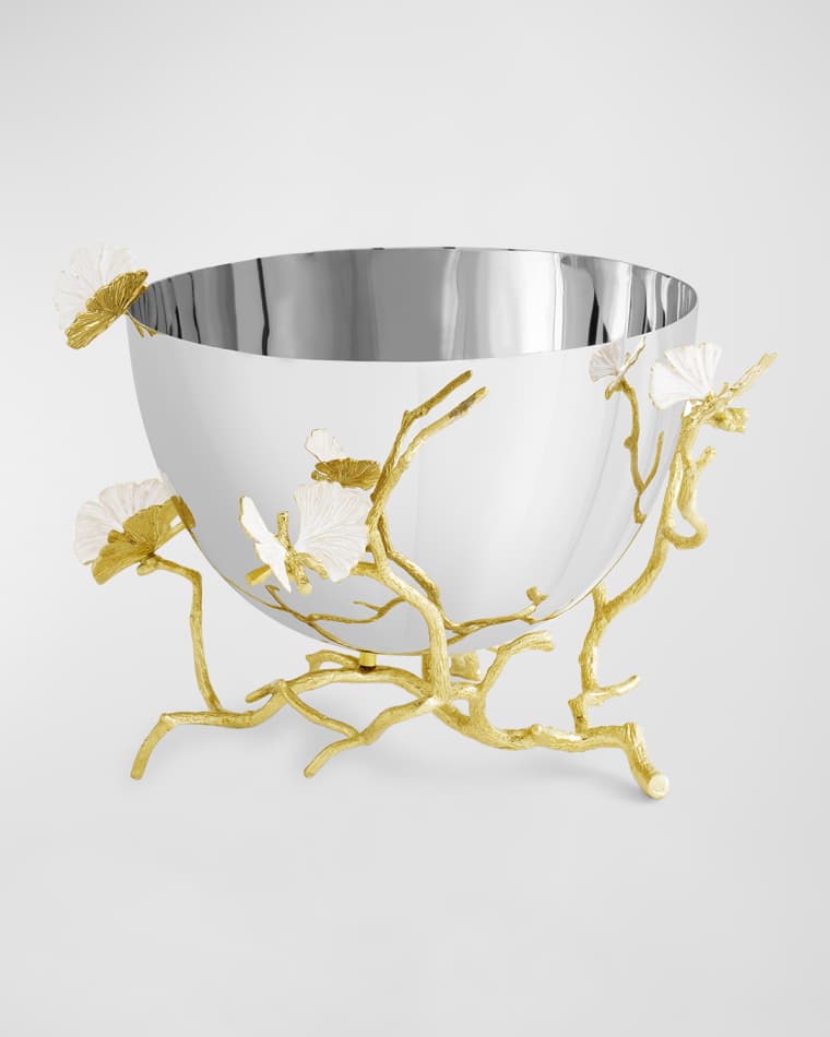 Michael Aram Butterfly Ginkgo White And Gold Serving Bowl
