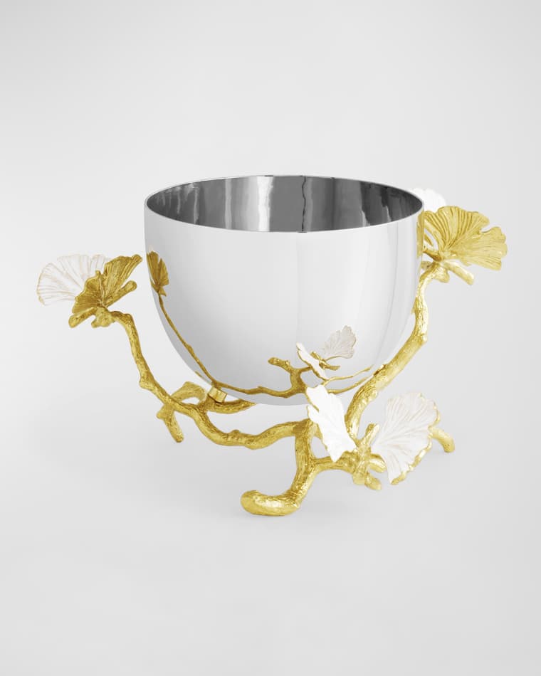 Michael Aram Butterfly Ginkgo White and Gold Nut Bowl