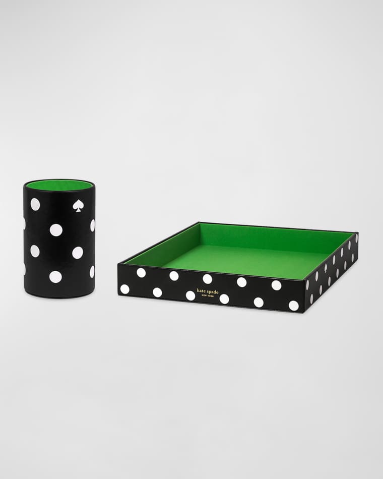 kate spade new york picture dot letter tray and pencil cup set