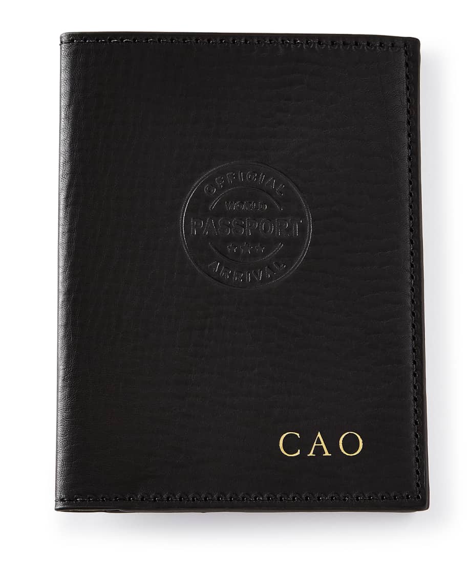 Image 2 of 2: Personalized Leather Passport Cover