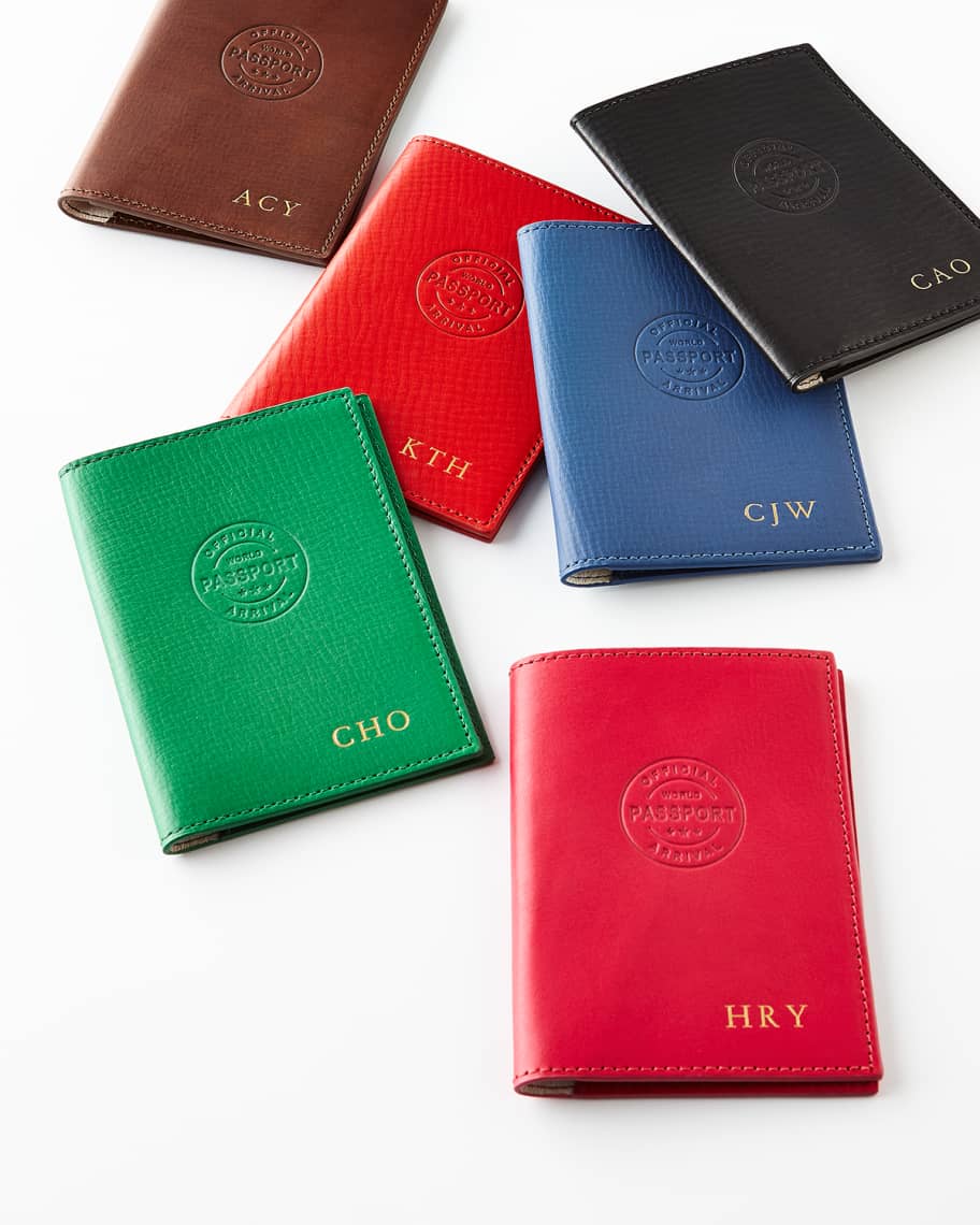 Image 1 of 2: Personalized Leather Passport Cover