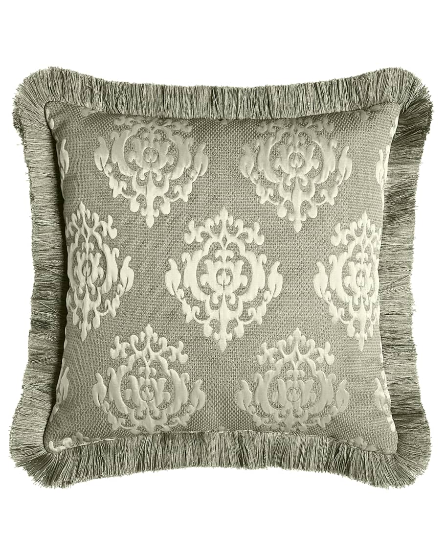Image 2 of 3: Le Plaza Reversible Pillow with Fringe, 18"Sq.