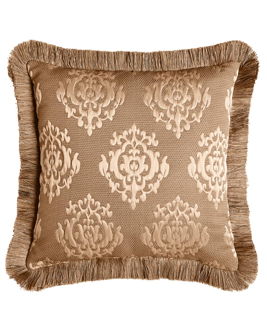Image 3 of 3: Le Plaza Reversible Pillow with Fringe, 18"Sq.