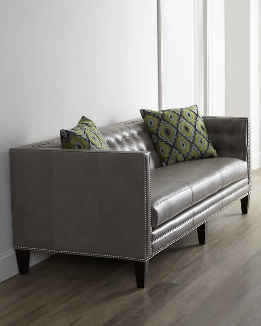 Image 2 of 2: Dove Leather Sofa